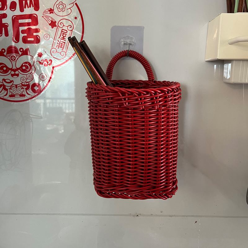 仿藤编织厨房葱姜蒜篮收纳厨具墙上浴室用品筐壁挂挂篮物卫生间置