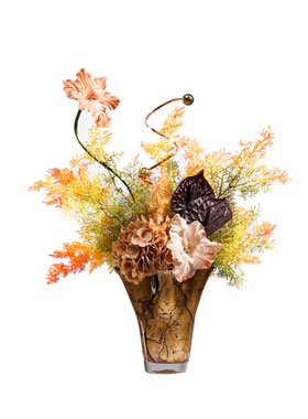 妖及新中式金箔玻璃花瓶摆件