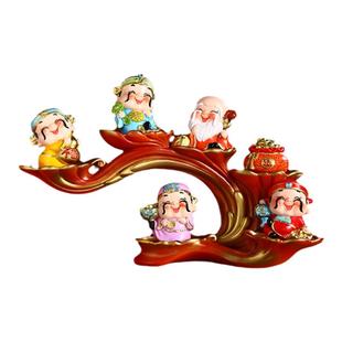 五福财神爷招财摆件客厅玄关电视柜办公室装饰品福禄寿喜乔迁礼品