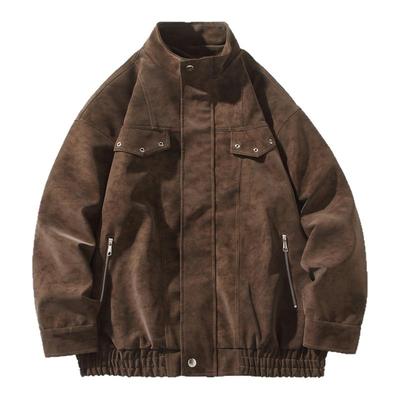 胖胖哥美拉德PU皮外套男秋季新款男生潮牌大码宽松飞行夹克男款