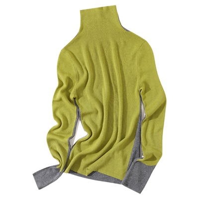 大于诗集 调色师 法式6羊毛撞色高领正反两穿针织衫女修身打底衫