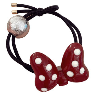 红色波点蝴蝶结发圈女高级感头绳耐用弹力大发绳时尚扎头发皮筋