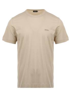 【自营】ZEGNA/杰尼亚男士休闲棉质LOGO刺绣宽松休闲圆领短袖T恤