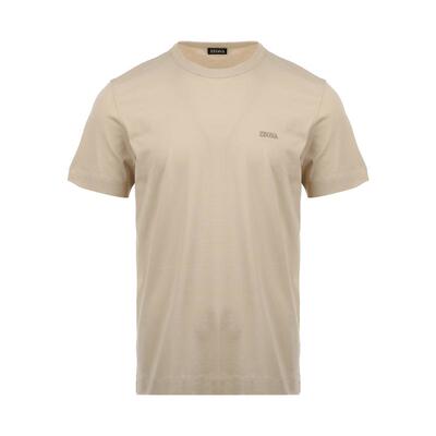 【自营】ZEGNA/杰尼亚男士休闲棉质LOGO刺绣宽松休闲圆领短袖T恤