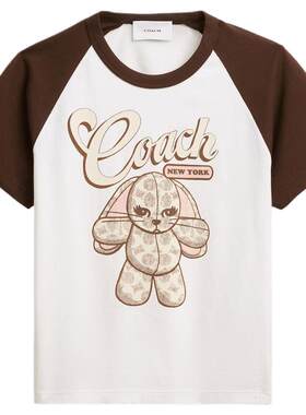 【新款】COACH/蔻驰奥莱女士棉质CHERRY FLOPPY STUFFIE短袖T恤