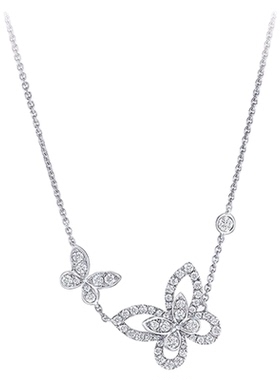 蝴蝶幻影925银钻石锁骨链送礼