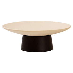 日式象牙白陶瓷果盘家用客厅茶几禅意水果盘子创意高脚点心陶土盘