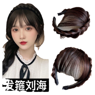 刘海假发发箍女款秋冬一体麻花辫子高颅顶头箍发缝神器2022年新款