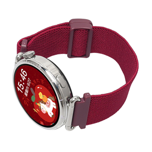 马年新款酒红色适用oppowatchX2手表x2mini女款磁吸编织表带oppowatch4pro智能S腕表watch3尼龙2秋冬高级腕带