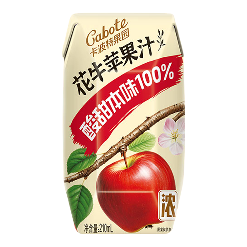 卡波特果园花牛苹果汁饮料100%果汁总含量百分百苹果汁饮料整箱装