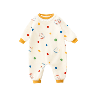 女童连体睡衣秋冬季双层加绒加厚珊瑚绒防着凉儿童家居服宝宝女孩