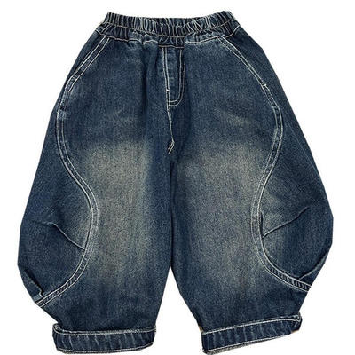 男童潮酷时尚潮流时髦直筒牛仔裤