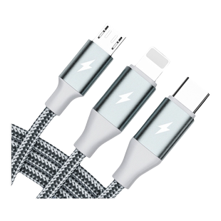 能适三合一数据线100W快充一拖三充电线6A手机充电器线三头适用华为小米苹果安卓tpyec闪充多头usb车载冲电线