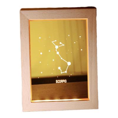 精雕耐用实木小灯星座相框USB LED星座USBconstellation射手座灯