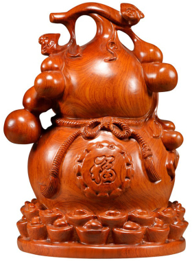 花梨木雕福禄实木元宝办公室装饰