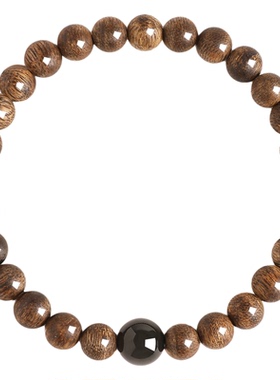 普陀山五行补水乌金黑曜石天然奇楠沉香手串女木质檀木新中式手链