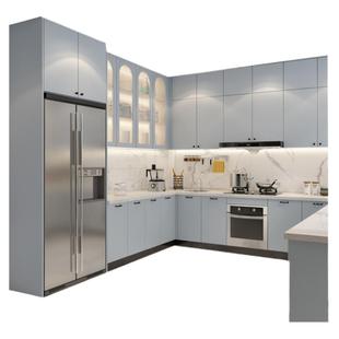 金牌厨柜整体厨房定制石英石台面北欧橱柜一体灶台柜