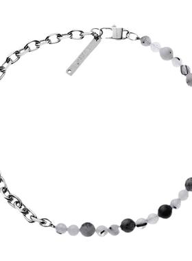 LUXTA原创 天然黑发晶圆珠拼接项链 锁骨链男嘻哈女欧美高级感ins