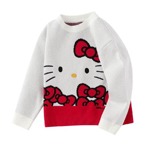 【HelloKittyIP】巴拉巴拉女童新年毛衫2025春秋新款针织衫拜年萌
