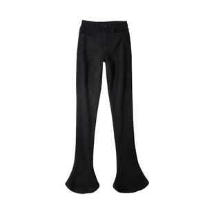 YoungGirlDay2025新款高腰修身显瘦马蹄牛仔裤微喇显腿长拖地长裤