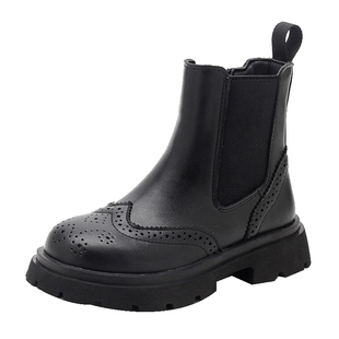 FVM女童靴子儿童马丁短靴2025新款秋冬季加绒皮靴小公主宝宝洋气