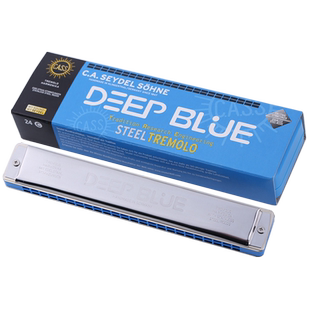 德国赛德SEYDEL不锈钢簧片24孔复音口琴DEEP BLUE高级专业