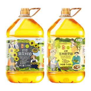 中粮初萃食用油玉米胚芽油葵花籽油组合5.436L*2桶物理压榨