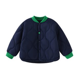 儿童棉服秋冬新款女宝宝夹棉加厚棉袄防寒上衣冬装男童棒球领外套