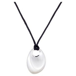 AHCHOO 实心几何银色锁型吊坠绵羊皮绳项链长款真皮毛衣链三件套