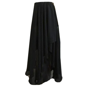 雪纺半身裙夏新款黑纱不规则高腰松紧腰侧开叉中长大码度假A字裙