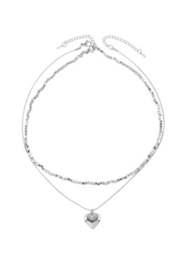 花迹双层叠戴爱心项链女