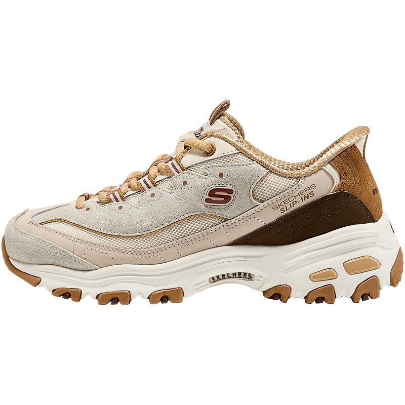 Skechers斯凯奇女鞋闪穿鞋老爹鞋低帮厚底耐磨休闲运动鞋便捷穿脱