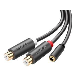 绿联3.5母转2RCA莲花音频转接线3.5音频线一分二红白双声道3.5公转双莲花母口1分2功放音响音箱AV音频转接线