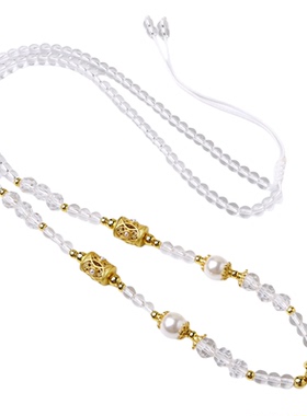 白水晶4mm圆珠链8mm珍珠贝可调节