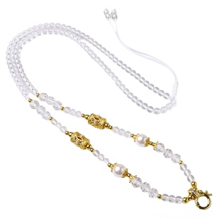 白水晶4mm细圆珠链珍珠贝60厘米可调节多用快拆扣女款万能链百搭