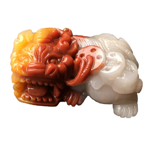 云南纯天然黄龙玉霸王貔貅吊坠挂件男女手把件精品玉石把玩件车挂