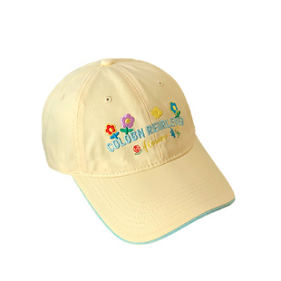 花朵刺绣棒球帽女韩版百搭大头围鸭舌帽宽帽檐大脸显脸小黄色帽子