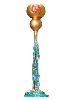 招财纳福葫芦流水客厅进门玄关壁龛竖长大摆件轻奢高档艺术装饰品