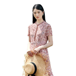 佐尔美夏季新款 桑蚕丝真丝乔其小碎花甜美连衣裙女E22LS09
