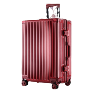 红色行李箱结婚陪嫁箱女新娘婚礼用24寸铝框款拉杆旅行密码皮箱子
