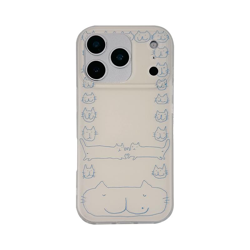 可爱线条小猫咪手机壳适用苹果