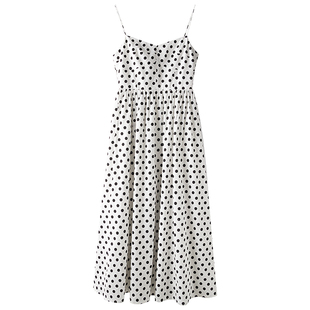 秘密盒子圆梦时刻 法式复古博主风轻礼服 胸杯全棉波点吊带连衣裙