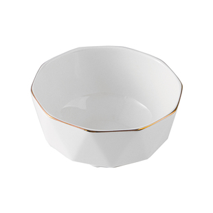 碗10个装陶瓷描金边米饭碗简约家用面碗喝粥碗汤碗可微波炉陶瓷碗