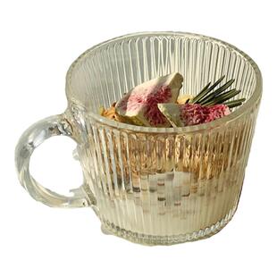 海棠花带把早餐杯高颜值家用麦片酸奶燕麦牛奶咖啡杯喝水玻璃杯子