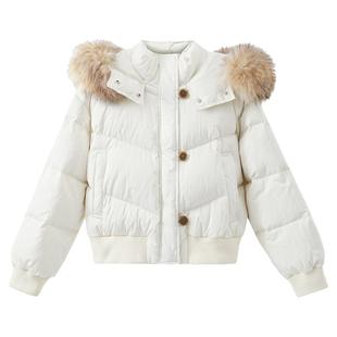 夕蒙2026新款冬季巨好看保暖独特绝美小众加厚毛领连帽羽绒服外套