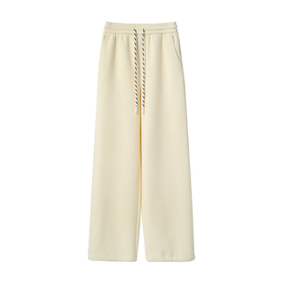 SEAWHEN海维恩冬季咩咩绒束口裤女简约通勤百搭裤子羊毛休闲女裤