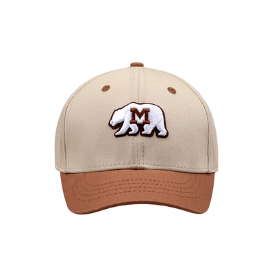 熊刺绣米色灰色藏青弯檐棒球帽