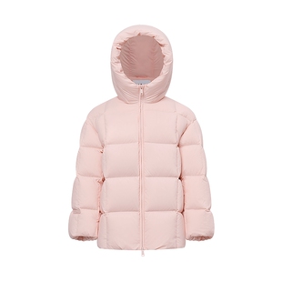 三防鹅绒服LILY2025冬新款蓬松连帽宽松通勤纯色泡芙羽绒服外套女