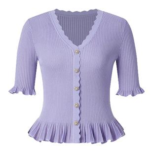 【乔欣同款】Koradior珂莱蒂尔商场同款2025夏气质冰瓷纱针织毛衫