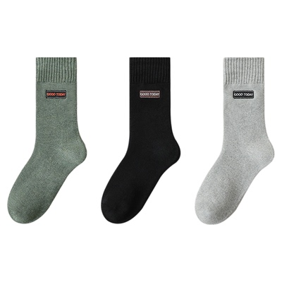 雅鹿男士中筒袜加厚毛圈袜